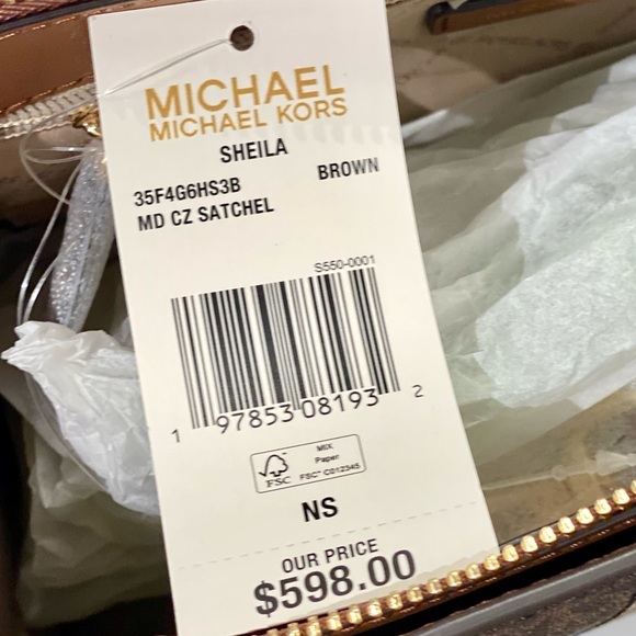 Michael Kors Sheila Medium Signature Logo Metallic Satchel Crossbody Bag - Picture 13 of 13